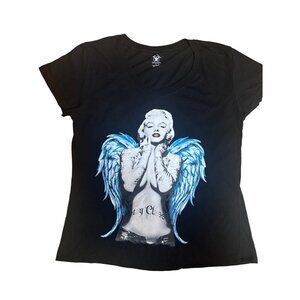 Marilyn Monroe Angel Tatoos Stay Classy Old Hollywood Girls Junior T-shirt Black